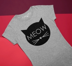 TRICOU MEOW CLASIC GRI DETALIU