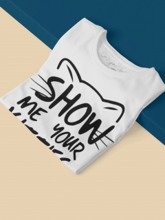 TRICOU SHOW ME YOUR KITTIES ALB DETALIU