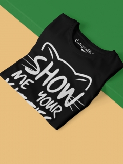 TRICOU SHOW ME YOUR KITTIES NEGRU DETALIU