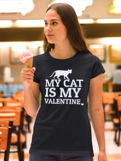 TRICOU NEGRU MY CAT IS MY VALENTINE 1