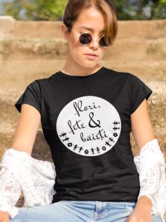 TRICOU NEGRU FLORI FETE SI BAIETI 1