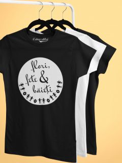 TRICOU NEGRU FLORI FETE SI BAIETI DETALIU 2