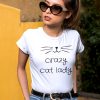 TRICOU CRAZY CAT LADY ALB V1