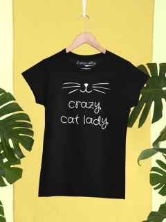 TRICOU CRAZY CAT LADY NEGRU DETALIU 2