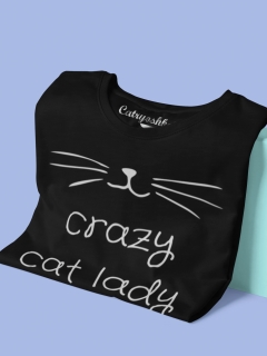 TRICOU CRAZY CAT LADY NEGRU DETALIU