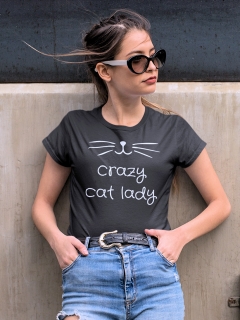 TRICOU CRAZY CAT LADY NEGRU V1