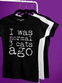 TRICOU I WAS NORMAL 3 CATS AGO NEGRU DETALIU