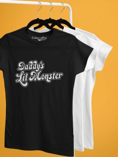 TRICOU NEGRU DADDYS LITTLE MONSTER DETALIU 2