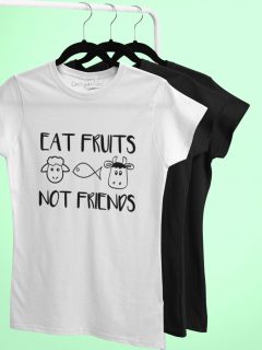 TRICOU VEGAN EAT FRUITS NOT FRIENDS DETALIU 2