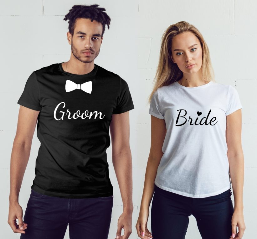 Tricouri Cuplu Groom&Bride Negru/Alb