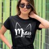 TRICOU CU PISICI MIAU NEGRU CU ALB