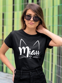 TRICOU CU PISICI MIAU NEGRU CU ALB