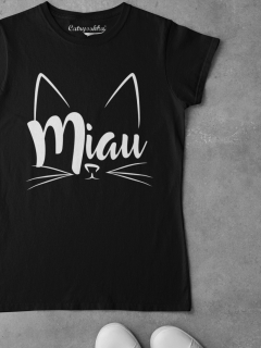 TRICOU CU PISICI MIAU NEGRU CU ALB DETALIU 2