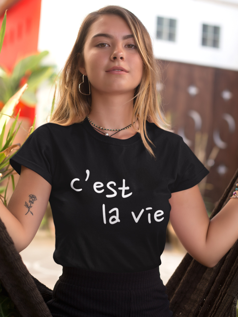 Tricou Negru C'est la Vie