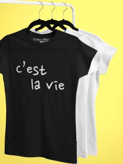TRICOU NEGRU CEST LA VIE DETALIU 2