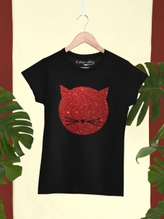 TRICOU MEOW GLITTER ROSU DETALIU 2