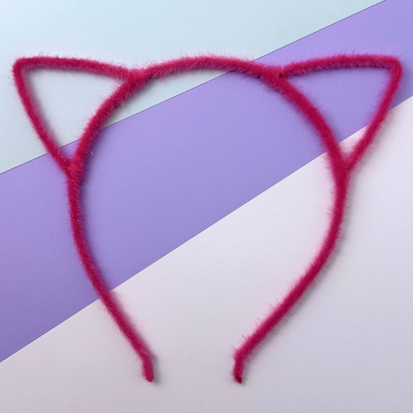 Bentiță Urechi de Pisică Hot Pink Puf