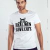 TRICOU BARBATI ALB REAL MEN LOVE CATS