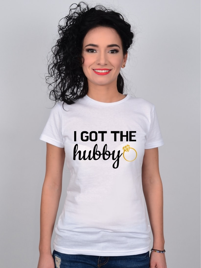 Tricou Alb Petrecerea Burlacitelor I Got The Hubby