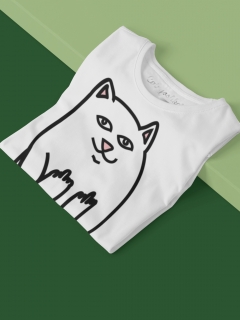 TRICOU CU PISICI FLUFF YOU ALB DETALIU