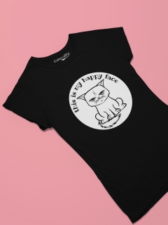 TRICOU THIS IS MY HAPPY FACE NEGRU DETALIU