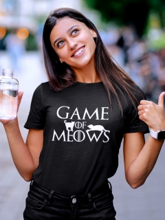 TRICOU CU PISICI GAME OF MEOWS NEGRU