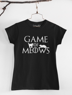 TRICOU CU PISICI GAME OF MEOWS NEGRU DETALIU