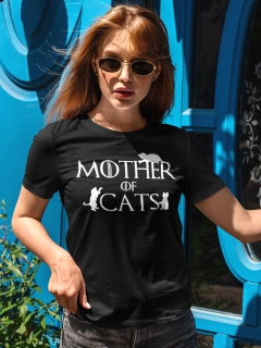 TRICOU CU PISICI MOTHER OF CATS NEGRU