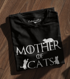 TRICOU CU PISICI MOTHER OF CATS NEGRU DETALIU 2