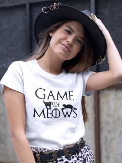 TRICOU PISICI GAME OF MEOWS ALB