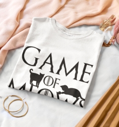 TRICOU PISICI GAME OF MEOWS ALB DETALIU 2