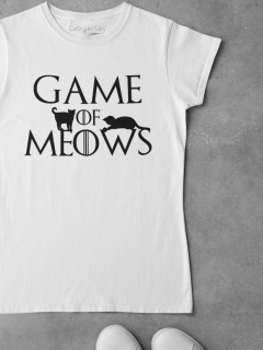 TRICOU PISICI GAME OF MEOWS ALB DETALIU