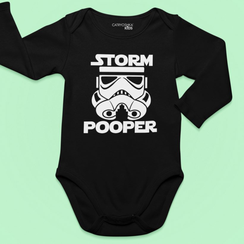 Body Copii cu Mesaj Storm Pooper Negru