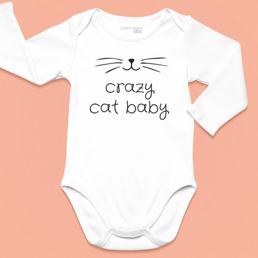 Body Copii cu Mesaj Crazy Cat Baby