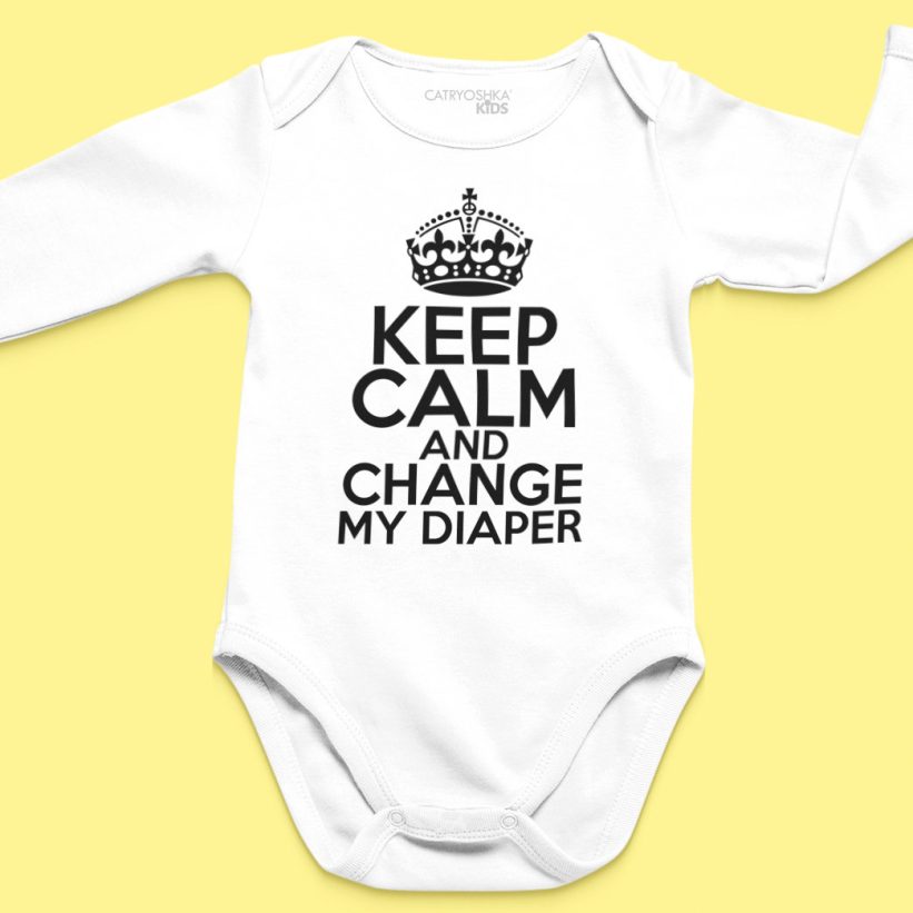 Body Copii cu Mesaj Keep Calm and Change My Diaper
