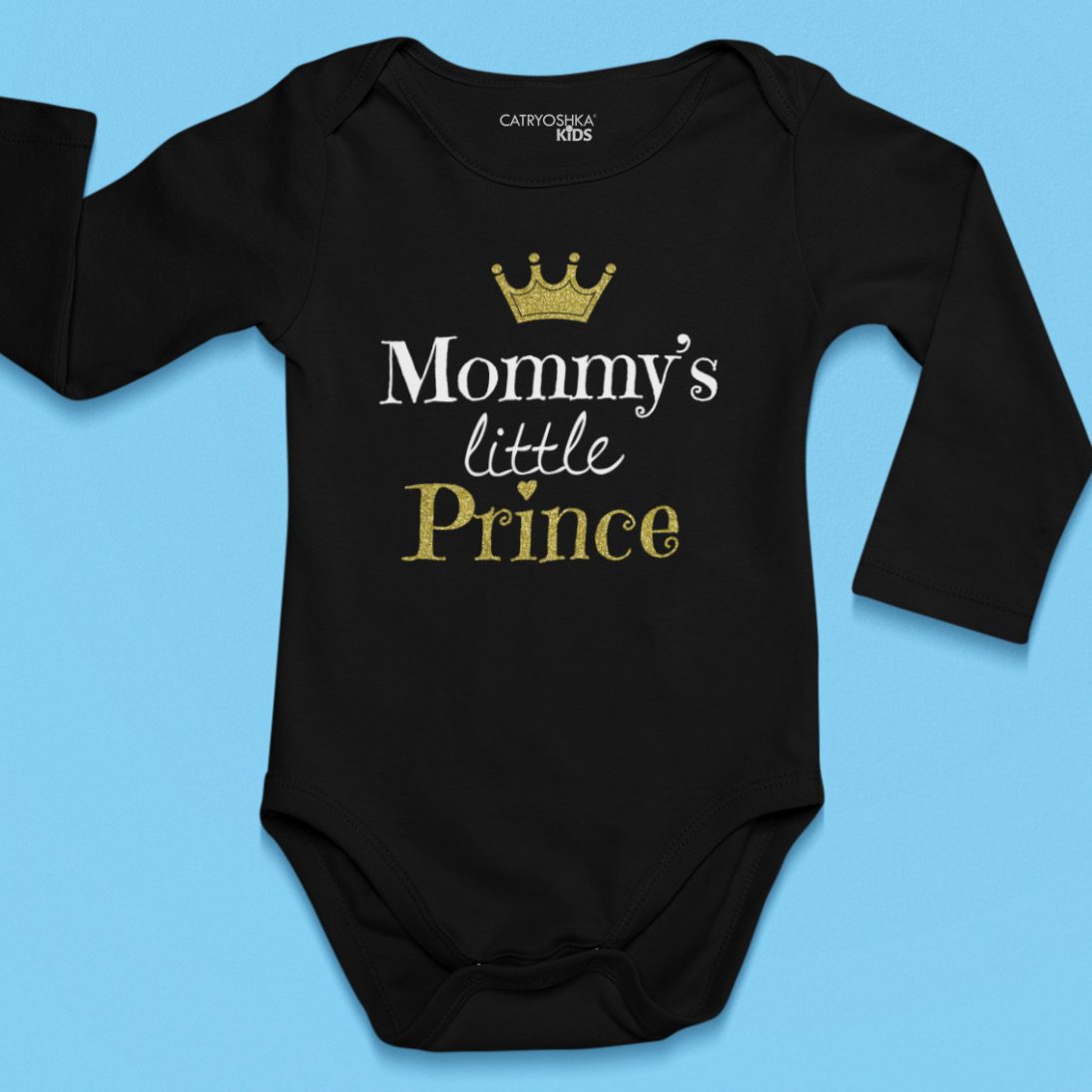 BODY CU MESAJ MOMMYS LITTLE PRINCE NEGRU