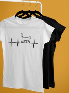 TRICOU CU PISICI CAT PULSE ALB DETALIU 2