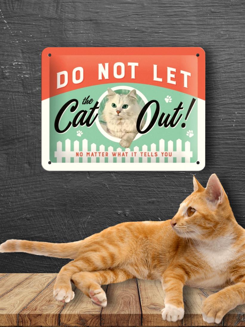 PLACA MICA DO NOT LET THE CAT OUT 20X15