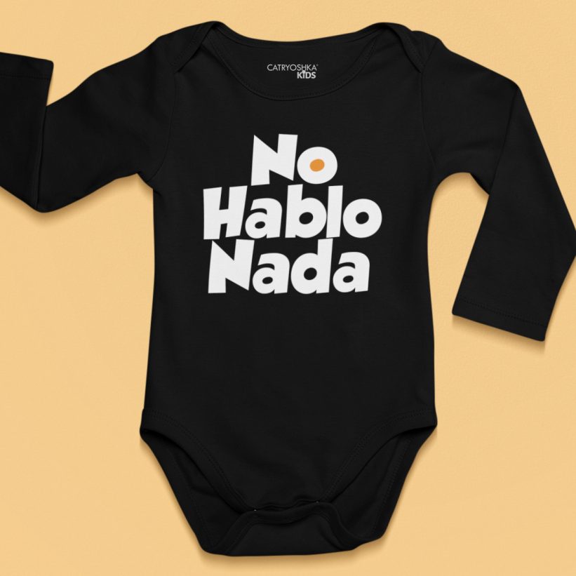 Body Bebe Cu Mesaj Haios No Hablo Nada Negru