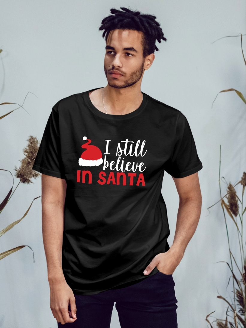 Tricou Bărbați Mesaj de Crăciun I Still Believe in Santa Claus
