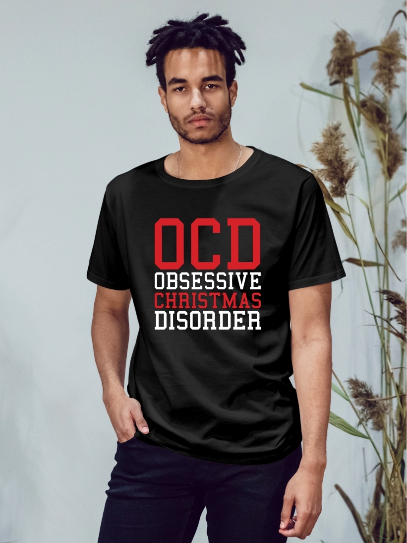 Tricou Bărbați Mesaj OCD Obsessive Christmas Disorder