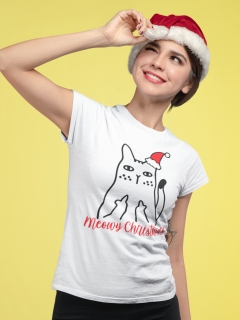 TRICOU MEOWY CHRISTMAS ALB