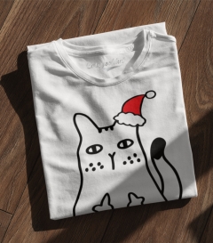 TRICOU MEOWY CHRISTMAS ALB DETALIU 2