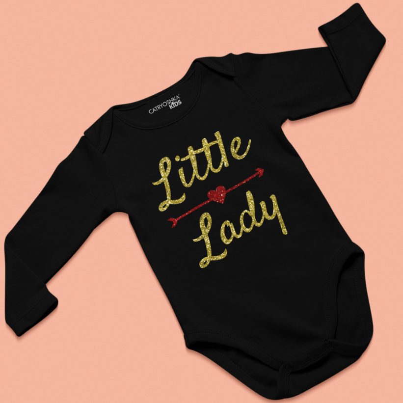 Body Fetite cu Mesaj Little Lady Glitter