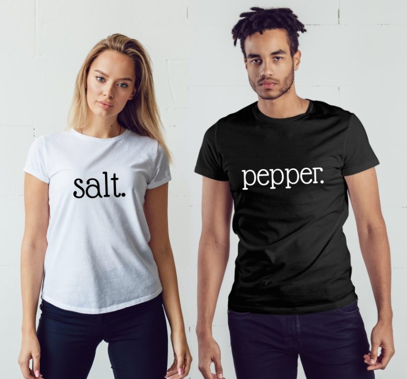 Tricouri Cuplu Salt & Pepper Alb Negru