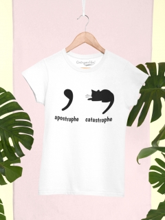 TRICOU CATASTROPHE APOSTROPHE ALB DETALIU
