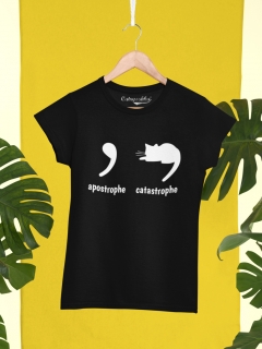 TRICOU CATASTROPHE APOSTROPHE NEGRU DETALIU 2