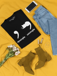 TRICOU CATASTROPHE APOSTROPHE NEGRU DETALIU