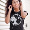 TRICOU CU PISICI YIN SI YANG NEGRU