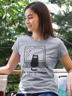 TRICOU GRI PISICI IM A PURRGRAMMER